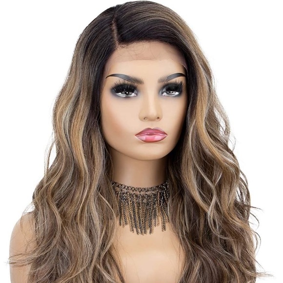 💜 18” BROWN OMBRE BODY WAVY LACE FRONT WIG *NEW*